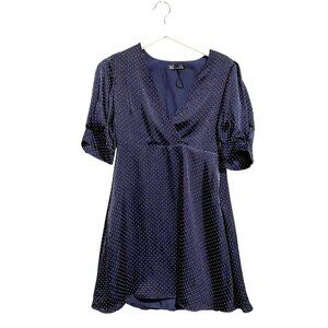 Zara blue polka dot puffed short sleeve dress size S